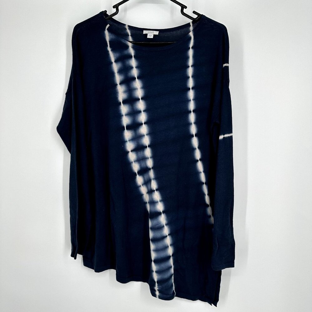 purejill Indigo Dyed‎ Top Long Sleeve Size Small Cotton Blend